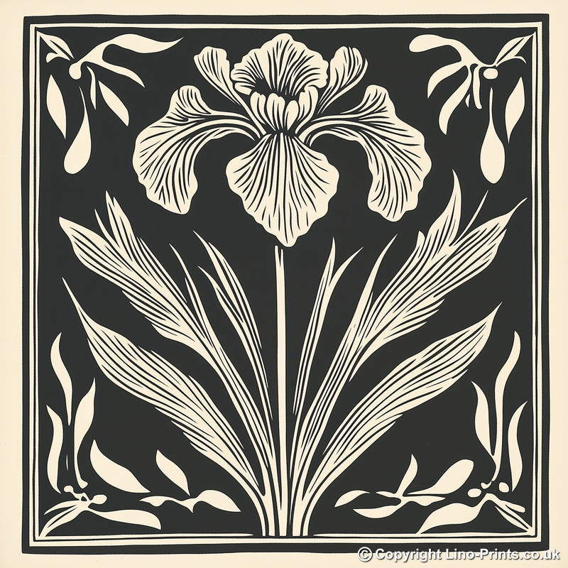 Iris Linoprint-Style Art (1722-1)