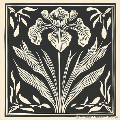 Iris Linoprint-Style Art (1722-1)