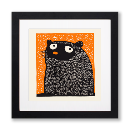 Cute Guinea Pig   Linoprint-Style Art (221-1)