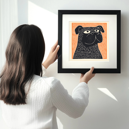 Bulldog Linoprint-Style Art (1454-2)