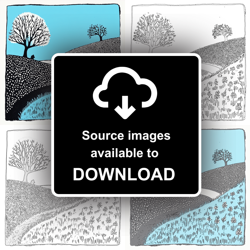 Minimalist landscape Linoprint-Style Art (695-1)