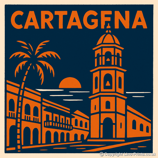 Cities Linoprint-Style Art (c218)