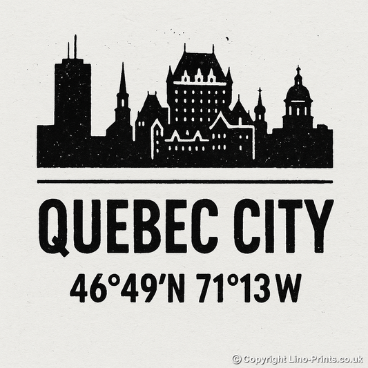 Place Coordinates Linoprint-Style Art (c250)