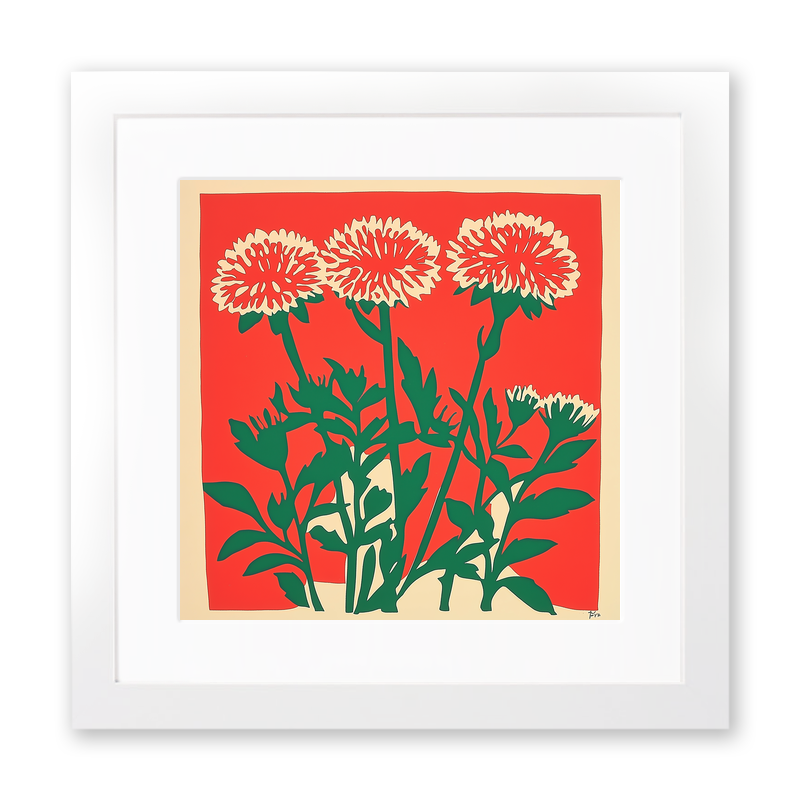 Scabiosa Linoprint-Style Art (1677-1)