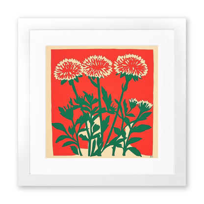 Scabiosa Linoprint-Style Art (1677-1)