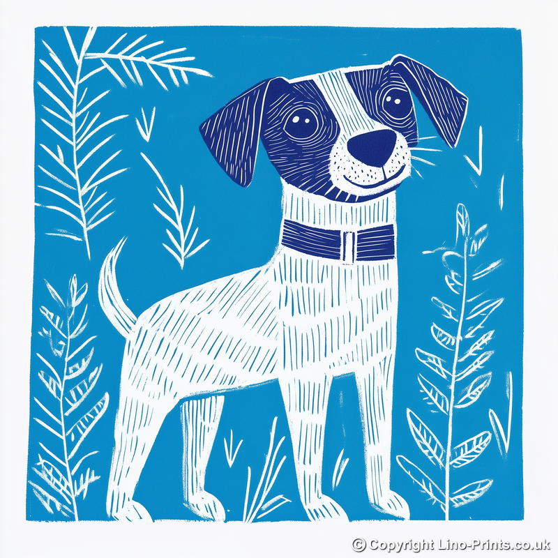 Cute Puppy Linoprint-Style Art (930-1)