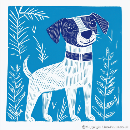 Cute Puppy Linoprint-Style Art (930-1)