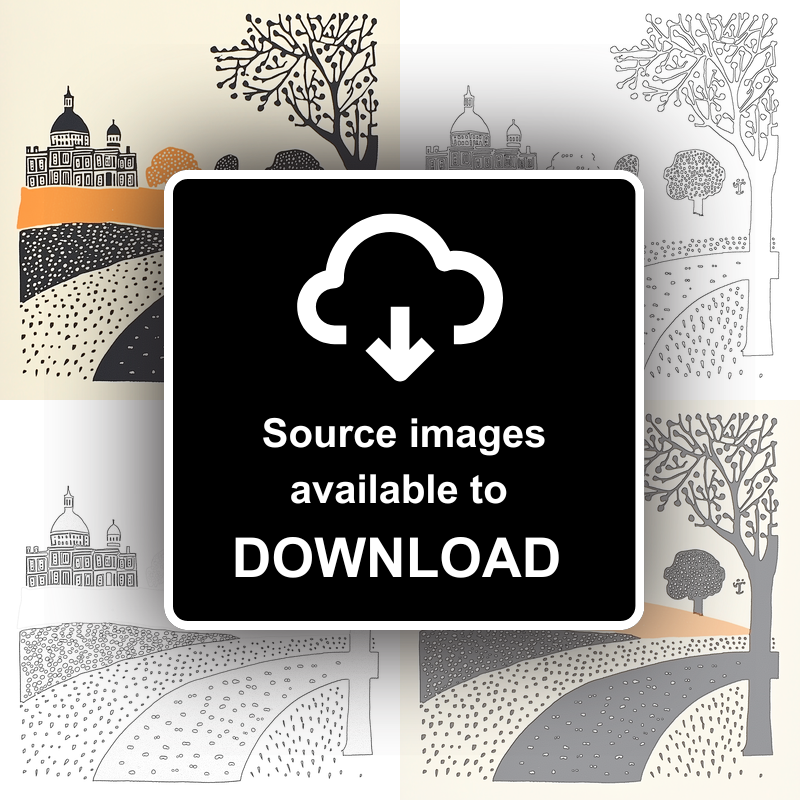 Oxford Radcliffe Camera Linoprint-Style Art (185-2)