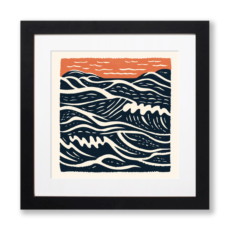 Sand patterns left by the tide Linoprint-Style Art (2025-1)