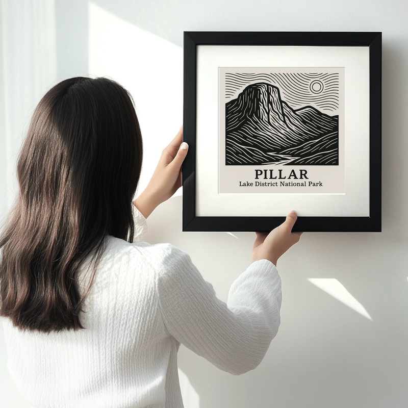 Mountains Linoprint-Style Art (c363)