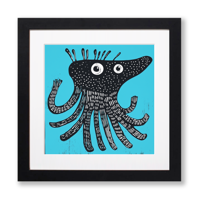 Cuttlefish Linoprint-Style Art (748-2)