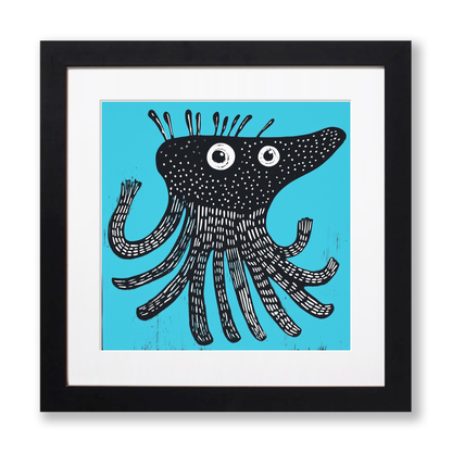 Cuttlefish Linoprint-Style Art (748-2)