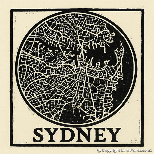 Maps Linoprint-Style Art (c30)
