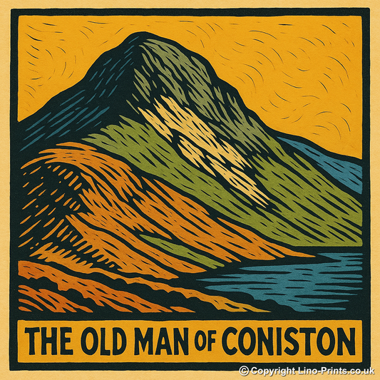 Mountains Linoprint-Style Art (c389)