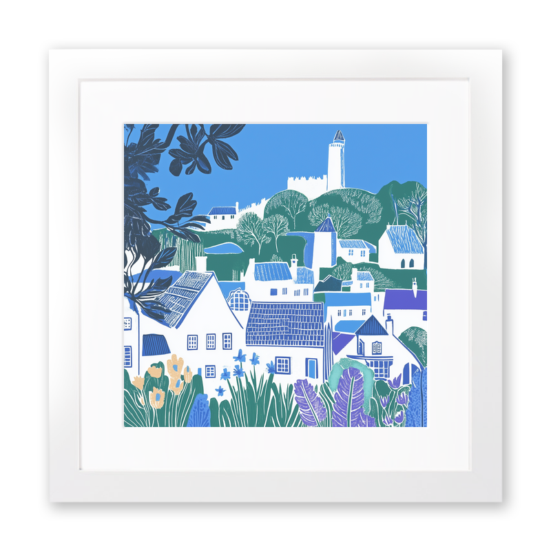 Portmeirion Village, Wales Linoprint-Style Art (864-2)