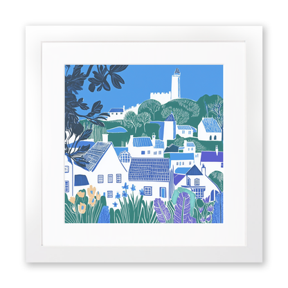 Portmeirion Village, Wales Linoprint-Style Art (864-2)