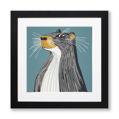 Cute Capybara   Linoprint-Style Art (1195-1)