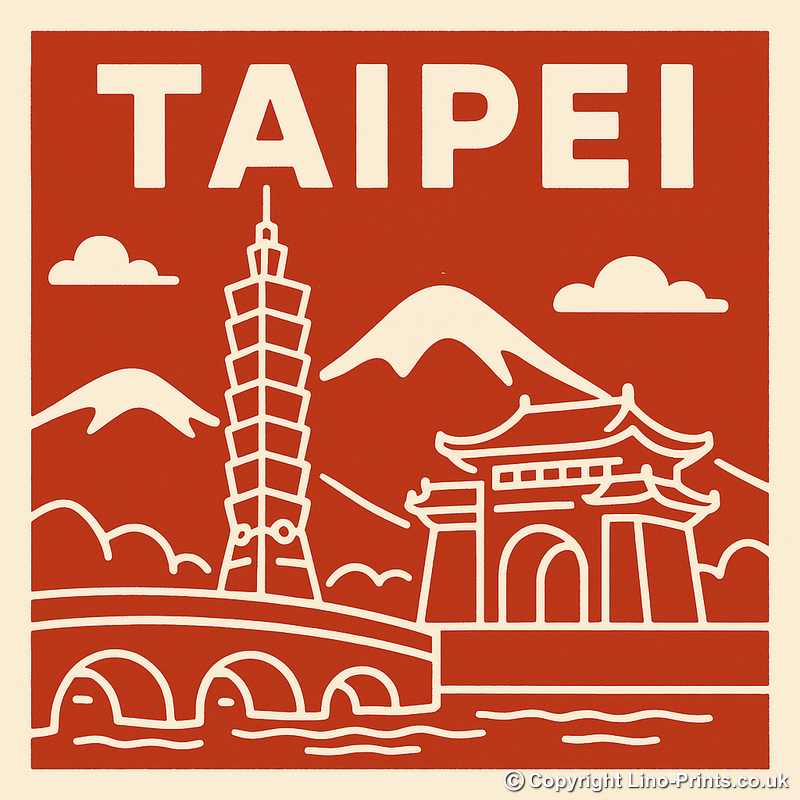 Cities Linoprint-Style Art (c77)