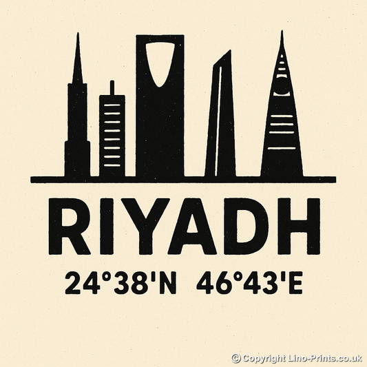 Place Coordinates Linoprint-Style Art (c285)