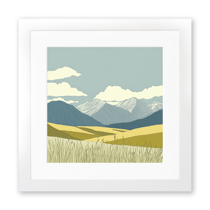 Blencathra skyline in the Lake District Linoprint-Style Art (2364-1)