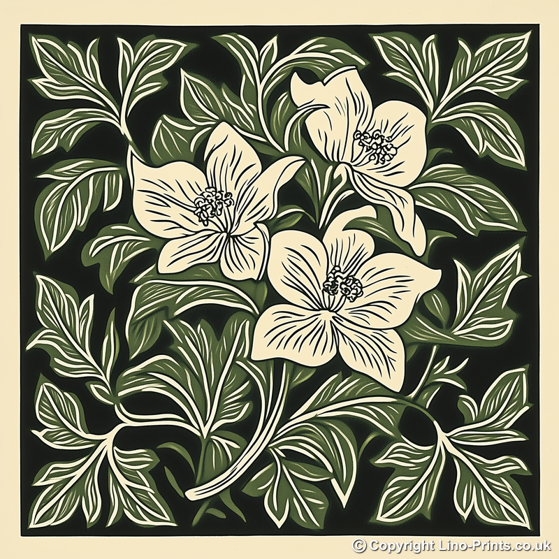 Trillium Linoprint-Style Art (1749-1)