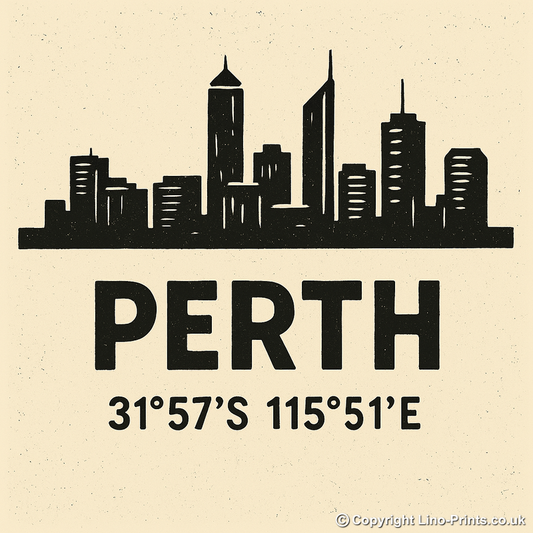 Place Coordinates Linoprint-Style Art (c292)