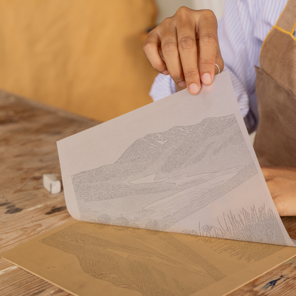 Grisedale Pike in the Lake District Linoprint-Style Art (2439-4)