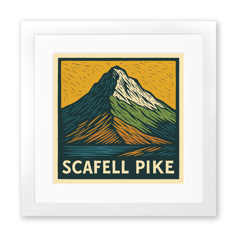 Mountains Linoprint-Style Art (c391)