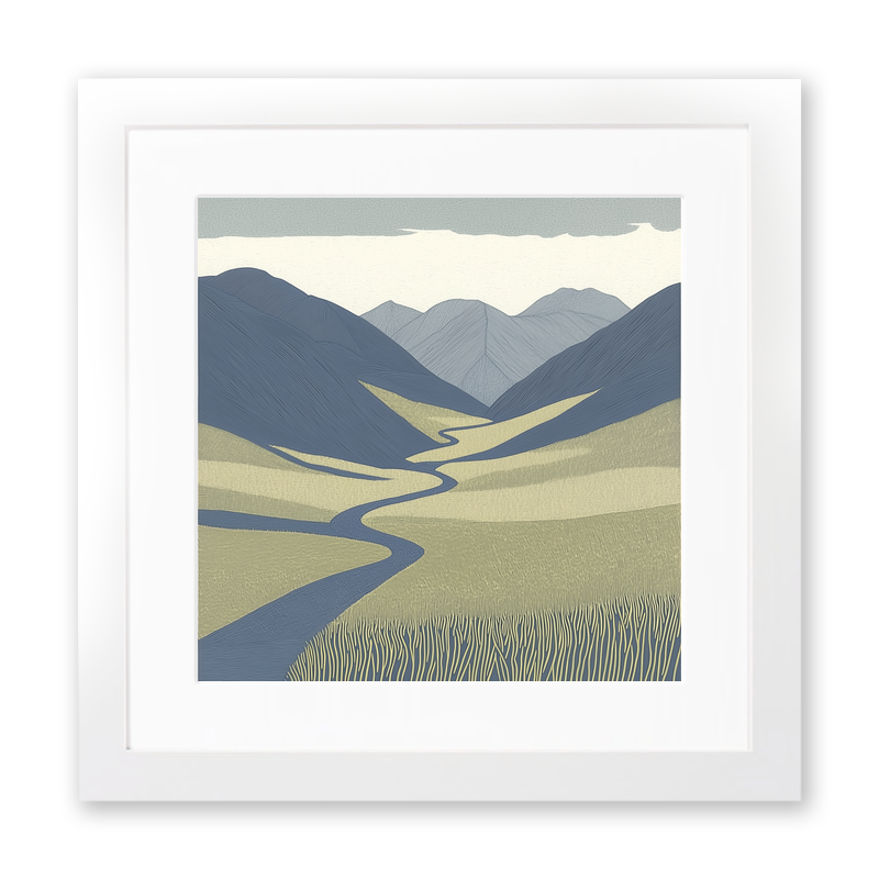 Blencathra in the Lake District Linoprint-Style Art (2363-2)