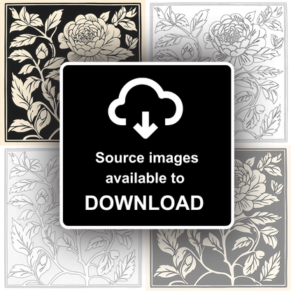Camellia Linoprint-Style Art (1699-1)