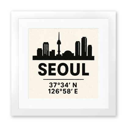Place Coordinates Linoprint-Style Art (c326)