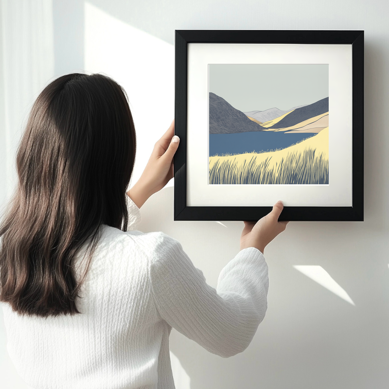 Skiddaw in the Lake District Linoprint-Style Art (2548-2)