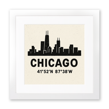 Place Coordinates Linoprint-Style Art (c342)