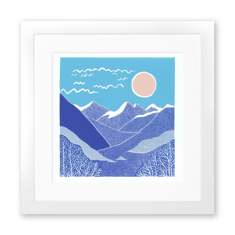 Mountain outline Linoprint-Style Art (988-2)