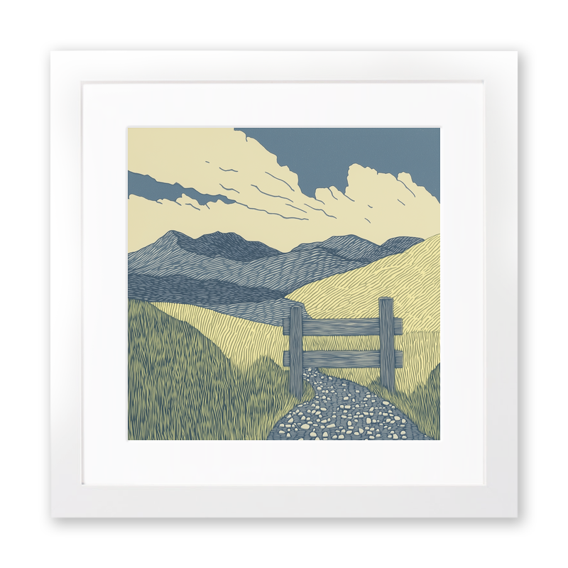 Gate leading onto the fells Linoprint-Style Art (2431-1)