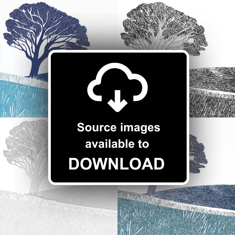 Solitary tree Linoprint-Style Art (996-1)