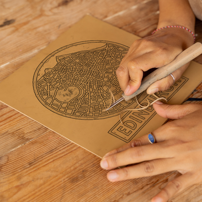 Maps Linoprint-Style Art (c22)