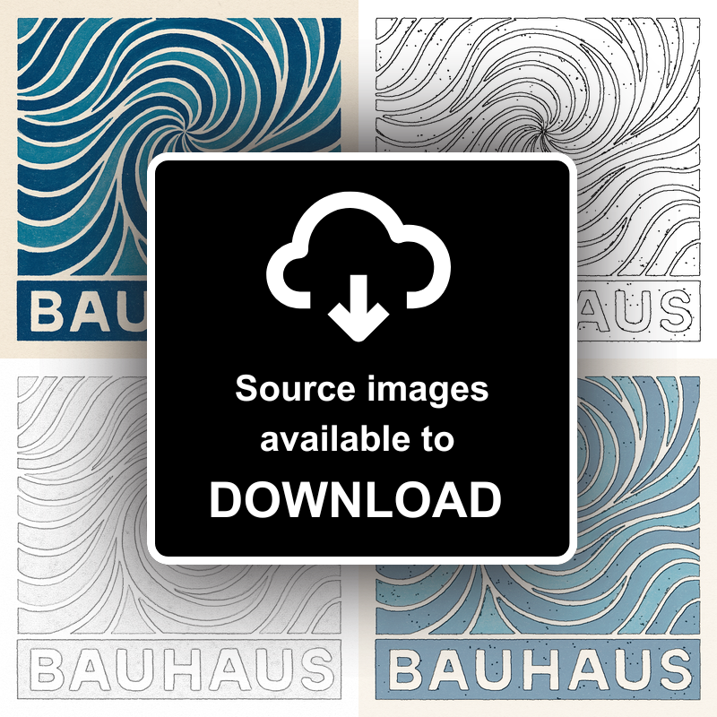 Bauhaus Design Linoprint-Style Art (c484)