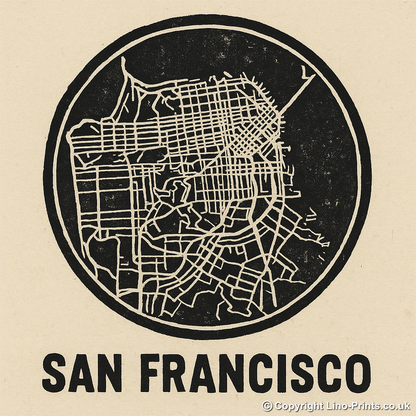 Maps Linoprint-Style Art (c28)