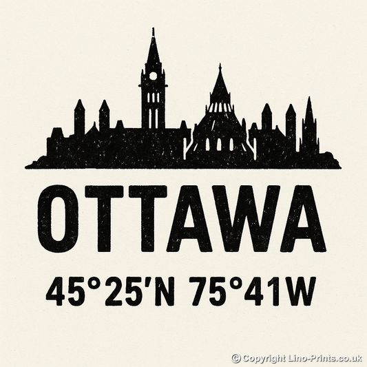 Place Coordinates Linoprint-Style Art (c294)