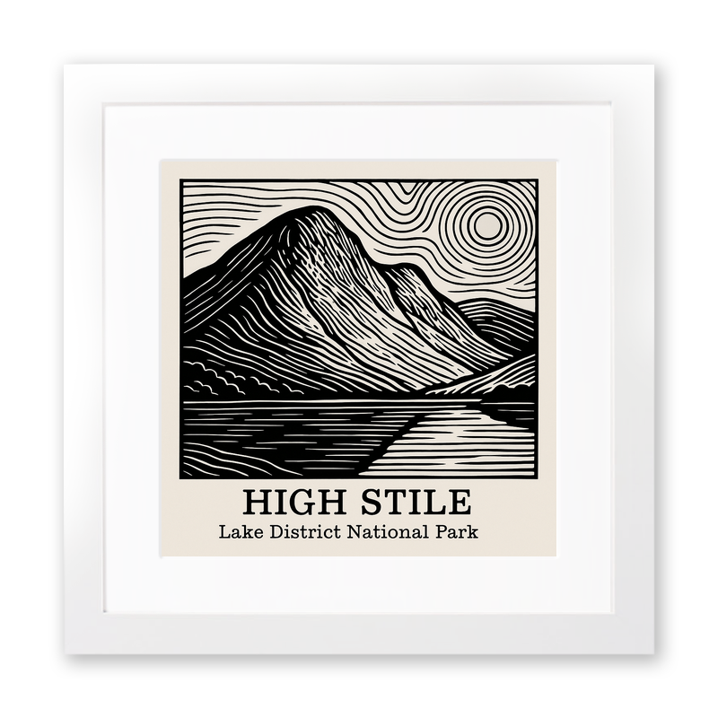 Mountains Linoprint-Style Art (c357)