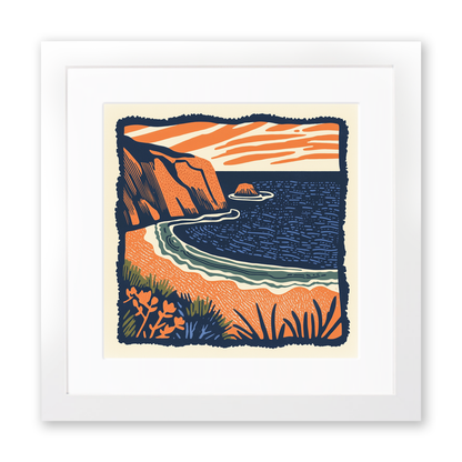 Sandwood Bay, Sutherland Linoprint-Style Art (152-1)