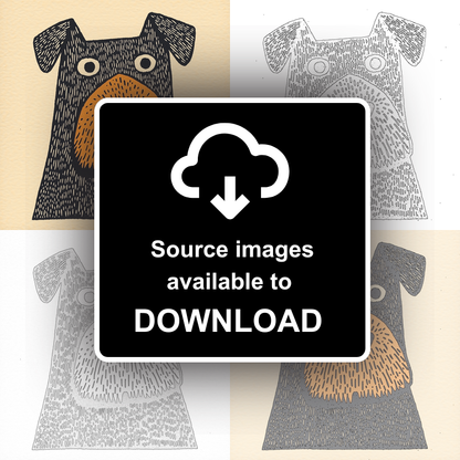 Airedale Terrier Linoprint-Style Art (1445-2)