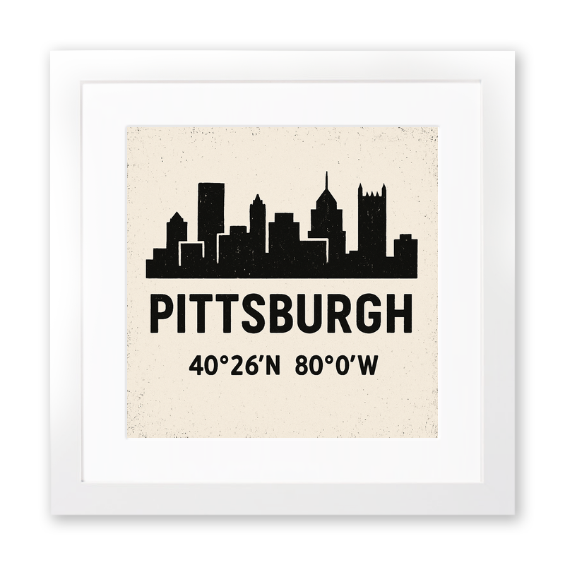 Place Coordinates Linoprint-Style Art (c313)