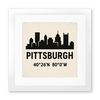 Place Coordinates Linoprint-Style Art (c313)