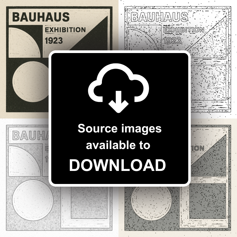 Bauhaus Design Linoprint-Style Art (c473)