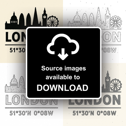Place Coordinates Linoprint-Style Art (c348)