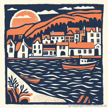 St Ives Harbour, Cornwall Linoprint-Style Art (156-1)