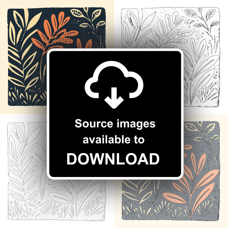 Abstract botanical textures Linoprint-Style Art (499-1)